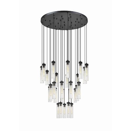 Z-Lite Beau Chandelier, 27-Light, 36 In.W x 12.75 In.H, Matte Black/Clear 740P-27R-MB